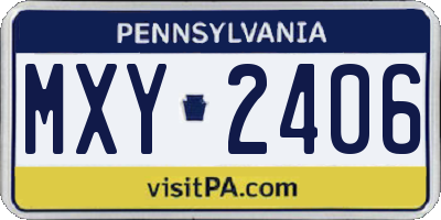 PA license plate MXY2406