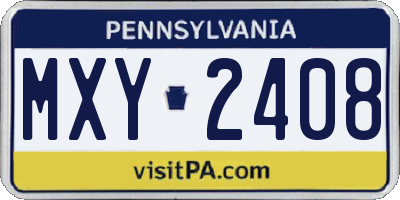 PA license plate MXY2408