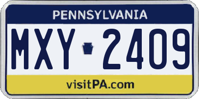 PA license plate MXY2409