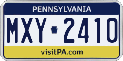PA license plate MXY2410