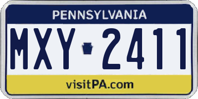 PA license plate MXY2411