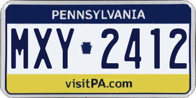 PA license plate MXY2412