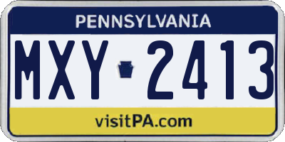 PA license plate MXY2413