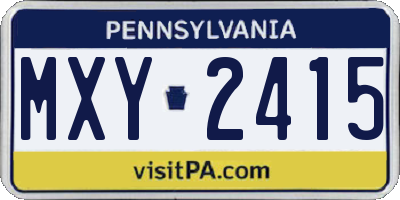 PA license plate MXY2415