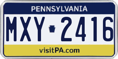 PA license plate MXY2416