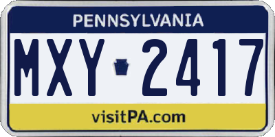 PA license plate MXY2417