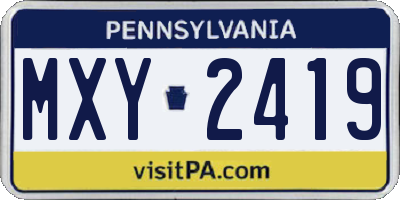 PA license plate MXY2419