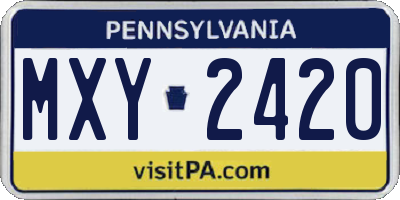 PA license plate MXY2420