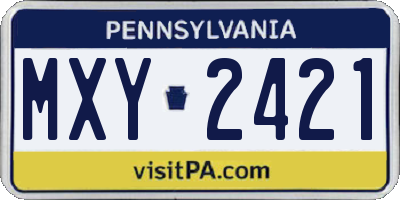 PA license plate MXY2421