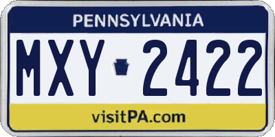 PA license plate MXY2422