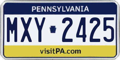 PA license plate MXY2425