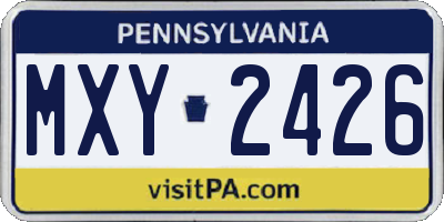 PA license plate MXY2426