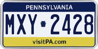 PA license plate MXY2428