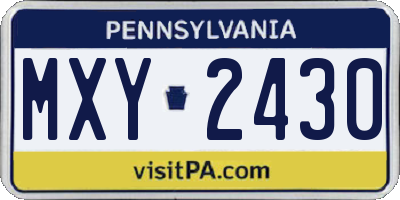 PA license plate MXY2430