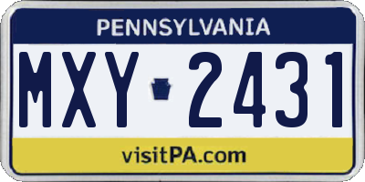 PA license plate MXY2431