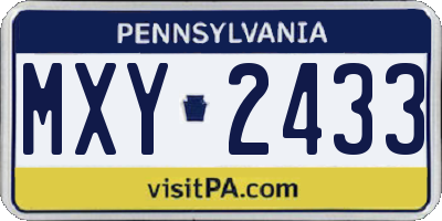PA license plate MXY2433