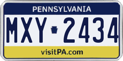 PA license plate MXY2434