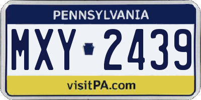 PA license plate MXY2439