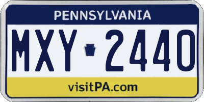 PA license plate MXY2440