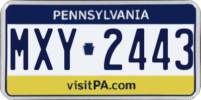PA license plate MXY2443