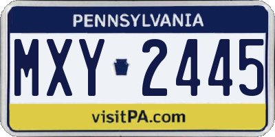 PA license plate MXY2445