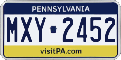 PA license plate MXY2452