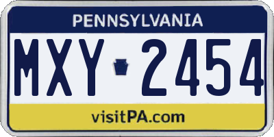 PA license plate MXY2454