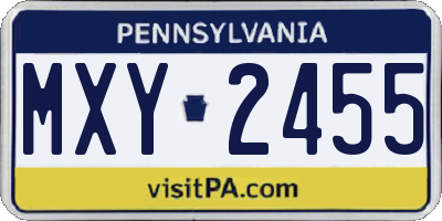 PA license plate MXY2455