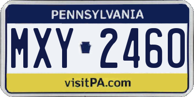 PA license plate MXY2460