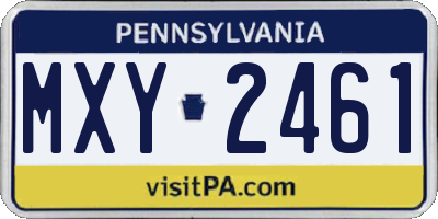 PA license plate MXY2461