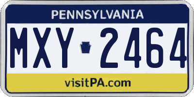 PA license plate MXY2464