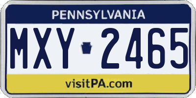 PA license plate MXY2465