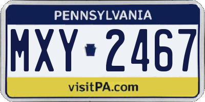 PA license plate MXY2467