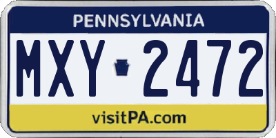 PA license plate MXY2472