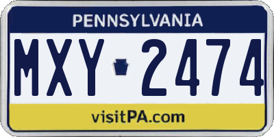 PA license plate MXY2474