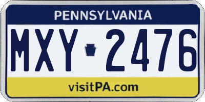 PA license plate MXY2476
