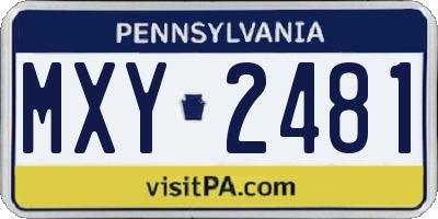 PA license plate MXY2481