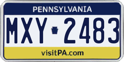 PA license plate MXY2483