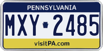 PA license plate MXY2485