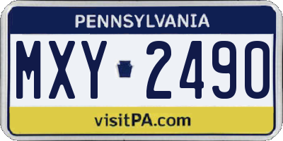 PA license plate MXY2490