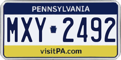 PA license plate MXY2492
