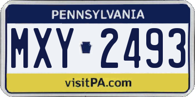 PA license plate MXY2493