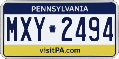 PA license plate MXY2494