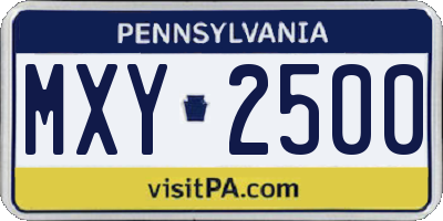 PA license plate MXY2500