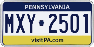 PA license plate MXY2501