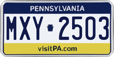 PA license plate MXY2503