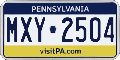 PA license plate MXY2504