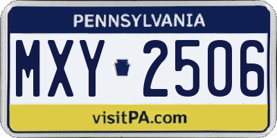 PA license plate MXY2506