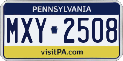 PA license plate MXY2508