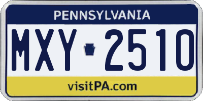 PA license plate MXY2510